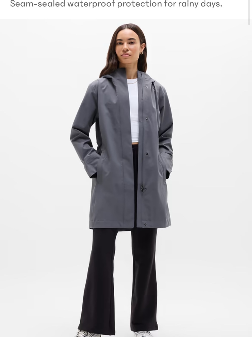 Athleta Women's Hooded Waterproof Trench Coat - Slate
